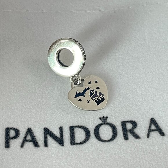 MAJESTIC MICHIGAN SILVER PANDORA HEART DANGLE CHARM - Picture 3 of 4